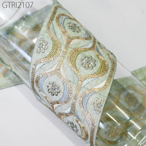 9 Yard Grey 85mm Indian Embroidered Fabric Trim Sari Border DIY Crafting Saree Sewing Trimmings Embellishments Beach Bag Cushions Ribbons