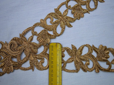 2.5 Inch Zardozi Sari Border, Antique Gold Trim by the yard