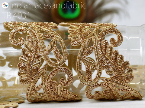 Exclusive Handmade Zardozi Trim By Yard | Beaded Indian Handcraft Wedding Sari Border DIY Craft Ribbon Saree Embroidered Zari Trim Costumes