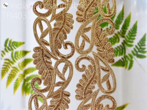 Exclusive Handmade Zardozi Trim By Yard | Beaded Indian Handcraft Wedding Sari Border DIY Craft Ribbon Saree Embroidered Zari Trim Costumes