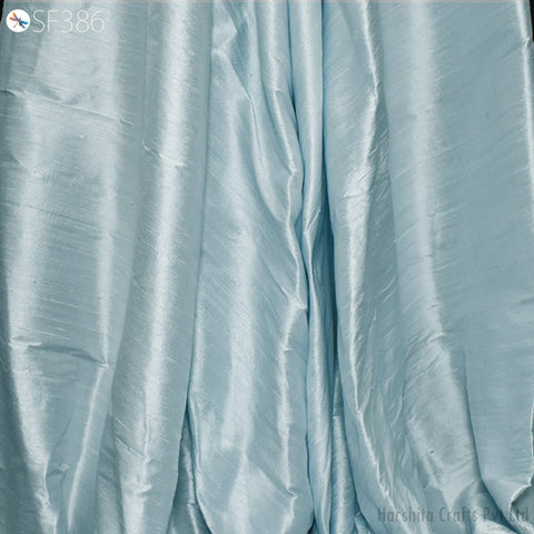 Powder Blue Pure Dupioni Fabric Shantung Raw Silk by the Yard Indian Bridal Wedding Dresses Pillowcases Drapery Curtains Costume Upholstery