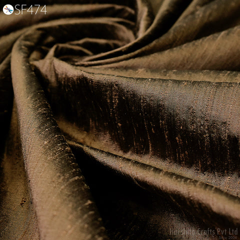 Iridescent Brown Pure dupioni Silk fabric by the Yard Indian Wedding Dresses Sewing Raw Silk Bridesmaids Dolls Ribbon Upholstery Drapery