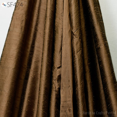 Iridescent Brown Pure dupioni Silk fabric by the Yard Indian Wedding Dresses Sewing Raw Silk Bridesmaids Dolls Ribbon Upholstery Drapery
