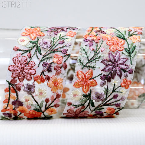 9 Yard Indian Embellishment Embroidered Fabric 55 mm Trim Saree Ribbon Crafting Sewing Embroidery Border Dress Trimmings Cushion Covers