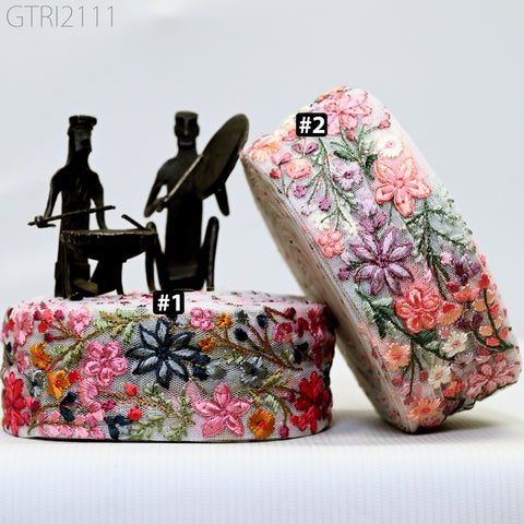 9 Yard Indian Embellishment Embroidered Fabric 55 mm Trim Saree Ribbon Crafting Sewing Embroidery Border Dress Trimmings Cushion Covers