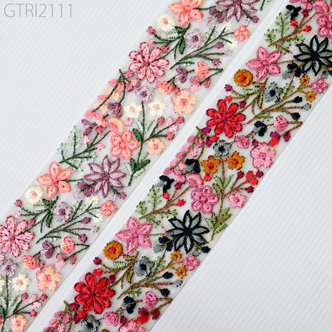 9 Yard Indian Embellishment Embroidered Fabric 55 mm Trim Saree Ribbon Crafting Sewing Embroidery Border Dress Trimmings Cushion Covers