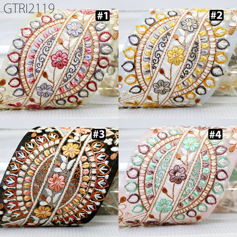 9 Yard Indian Embroidered Fabric 9cm Trim Sari Border Cushions Crafting Wedding Saree Sewing Embroidery Dress Embellishment Costume Ribbon