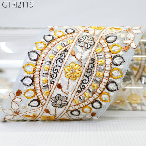 9 Yard Indian Embroidered Fabric 9cm Trim Sari Border Cushions Crafting Wedding Saree Sewing Embroidery Dress Embellishment Costume Ribbon