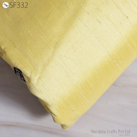 Yellow Pure Dupioni Plain Silk Indian Raw Silk Fabric by the yard Dupion Wedding Dresses Home Pillow Cushion Table Cover DIY Crafting Sewing