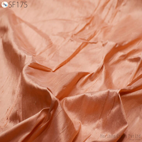 Dark Peach Pure Dupioni Fabric Raw Silk by the Yard Indian Wedding Dresses Pillowcases Drapery Blouses Curtains Cushions Costumes Sewing