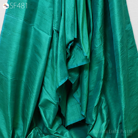 Emerald Green Dupioni Silk Raw fabric by the Yard Indian Pure Dupion Wedding Bridesmaid Dress Crafting Sewing Pillowcases Costume Upholstery