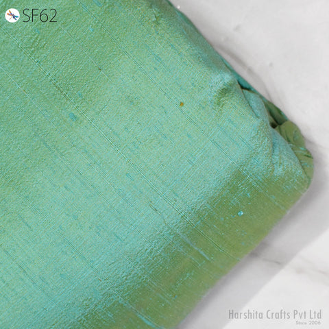 Two Tone Mint Gold Pure Dupioni by the yard Indian Raw Silk Blouses Table Runner Pillow Table Covers Lamp shades Wall covering