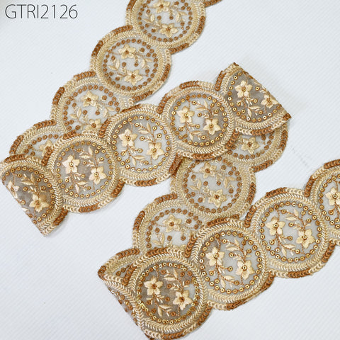 9 Yard Indian 8cm Scallop Edge Embroidery Trim Embroidered Saree Ribbon Cushions Cover Sewing Crafting Tape Curtains Headbands Sari Border