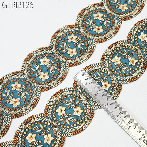 9 Yard Indian 8cm Scallop Edge Embroidery Trim Embroidered Saree Ribbon Cushions Cover Sewing Crafting Tape Curtains Headbands Sari Border