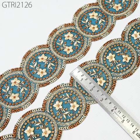 9 Yard Indian 8cm Scallop Edge Embroidery Trim Embroidered Saree Ribbon Cushions Cover Sewing Crafting Tape Curtains Headbands Sari Border
