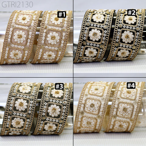 9 Yard Indian 48MM Sari Border Cushion Covers Tape Embroidery Trim Embroidered Saree Ribbon Sewing Crafting Trimming Curtains Headbands Tape