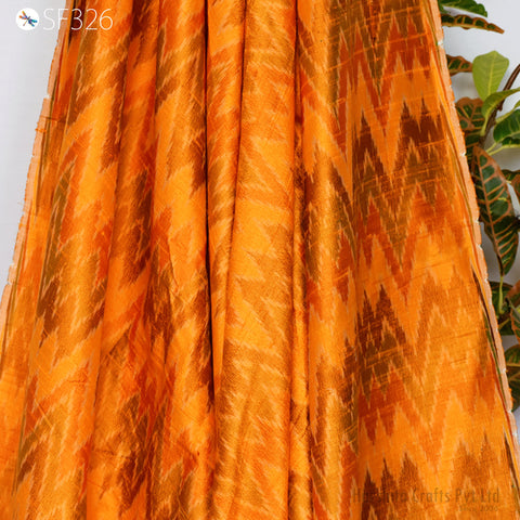 Pure Dupioni Ikat Silk fabric by the Yard Indian Handwoven Orange Wedding Bridesmaid Prom Dresses Crafting Sewing Cushion Drapery Upholstery