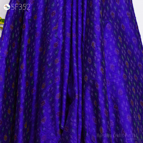 Blue Ikat Silk fabric by the Yard Pure Dupioni Indian Handwoven Wedding Bridesmaid Prom Dress Crafting Sewing Cushion Drapery Upholstery