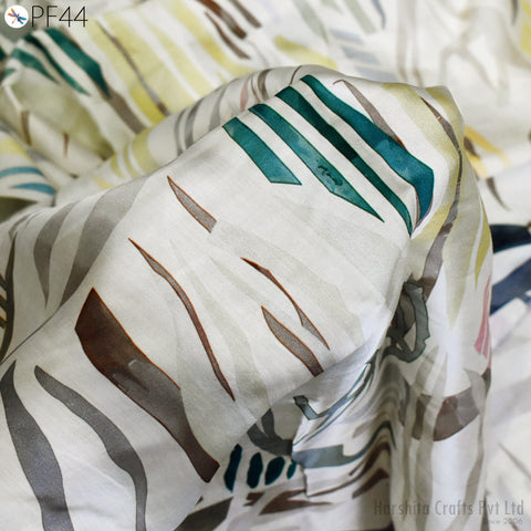 Indian Modal Satin Fabric by the Yard Flowy Soft Printed Summer Dresses Fabric Shirt Comfortable Clothing Costumes Drapery Sewing Crafting