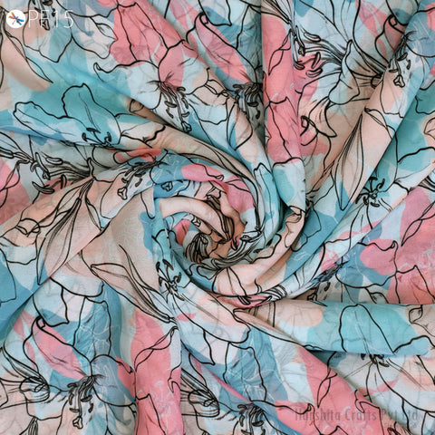 Printed Georgette fabric By Yard Indian for Soft Flowy Floral Summer Dress Shirt Comfortable Clothing Party Costumes Drapery Sewing Crafting