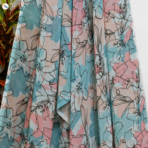 Printed Georgette fabric By Yard Indian for Soft Flowy Floral Summer Dress Shirt Comfortable Clothing Party Costumes Drapery Sewing Crafting