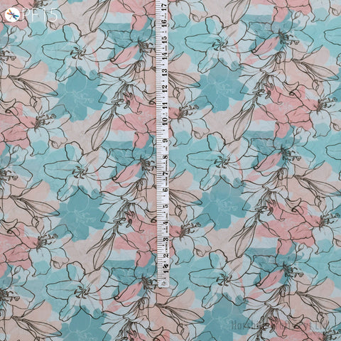 Printed Georgette fabric By Yard Indian for Soft Flowy Floral Summer Dress Shirt Comfortable Clothing Party Costumes Drapery Sewing Crafting