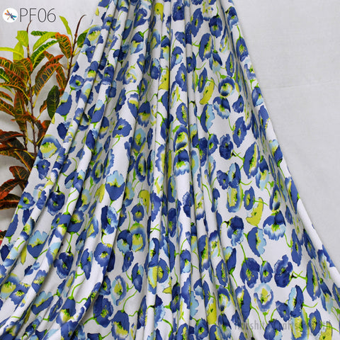 59" Indian Slub Crepe Fabric by Yard Flowy Floral Soft Printed Summer Dress Shirt Comfortable Clothing Party Costume Drapery Sewing Crafting