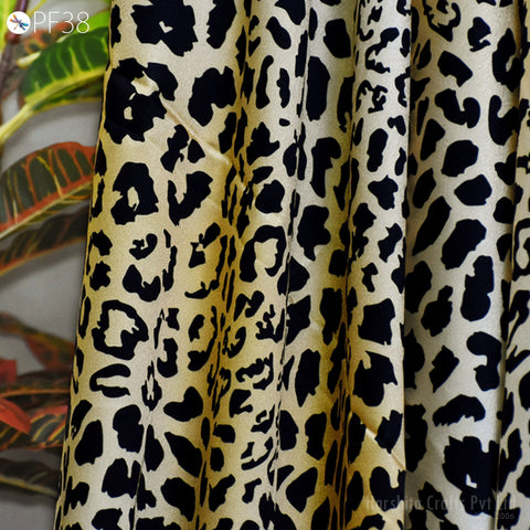 Satin Printed fabric By Yard Indian Animal Print Soft Flowy fabric Summer Dresses Shirt Co-ord Set Clothing Party Costumes Drapery Sewing