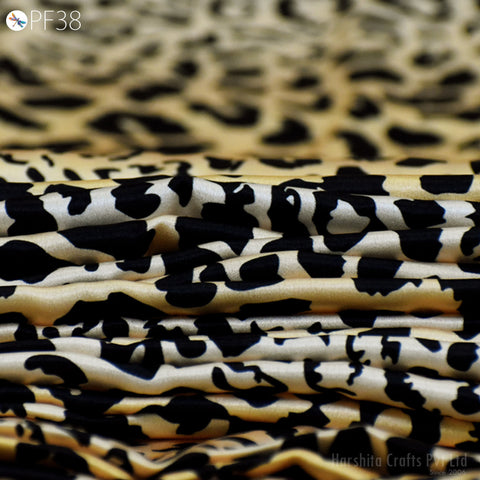 Satin Printed fabric By Yard Indian Animal Print Soft Flowy fabric Summer Dresses Shirt Co-ord Set Clothing Party Costumes Drapery Sewing