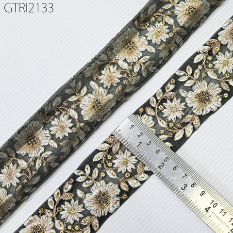 9 Yard Indian Embroidery 5 cm Trim Embroidered Saree Ribbon Sari Embellishments Cushions Sewing Crafting Trimmings Curtains Headbands Border