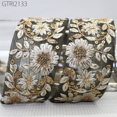 9 Yard Indian Embroidery 5 cm Trim Embroidered Saree Ribbon Sari Embellishments Cushions Sewing Crafting Trimmings Curtains Headbands Border