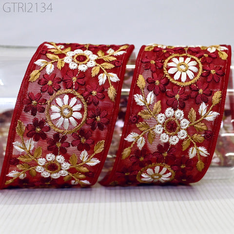 9 Yard Embroidery 6cm Fabric Trim Indian Doll Making Embellishments DIY Crafting Sewing Saree Sari Border Embroidered Ribbon Dresses Costume