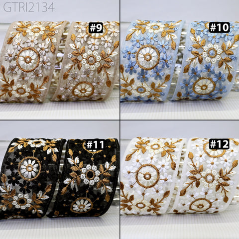 9 Yard Embroidery 6cm Fabric Trim Indian Doll Making Embellishments DIY Crafting Sewing Saree Sari Border Embroidered Ribbon Dresses Costume