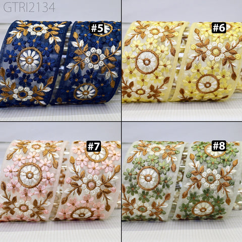 9 Yard Embroidery 6cm Fabric Trim Indian Doll Making Embellishments DIY Crafting Sewing Saree Sari Border Embroidered Ribbon Dresses Costume