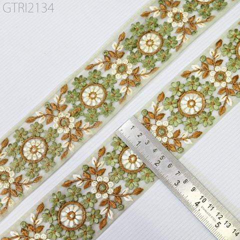 9 Yard Embroidery 6cm Fabric Trim Indian Doll Making Embellishments DIY Crafting Sewing Saree Sari Border Embroidered Ribbon Dresses Costume