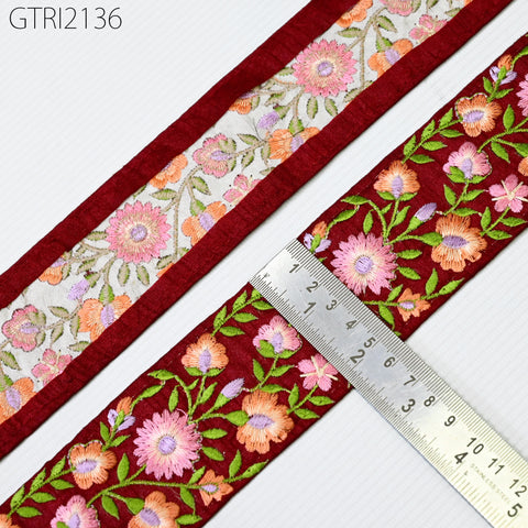 9 Yard Indian 55mm Embellishment Embroidered Fabric Trim Saree Ribbon Crafting Sewing Embroidery Border Wedding Dress Trimming Cushion Cover