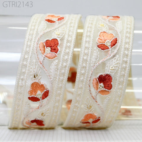 9 Yard Indian Embroidery 4cm Trim Embroidered Saree Ribbon Sari Embellishments Cushions Sewing Crafting Trimmings Curtains Headbands Border