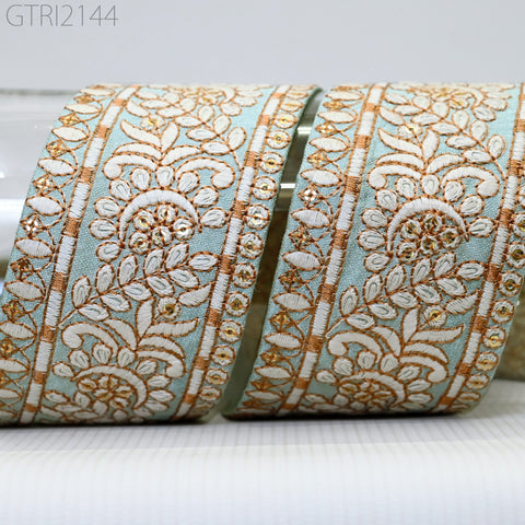 Indian Embroidered 6CM Trim by 9 yard Drapery Embellishments Hats Bag Saree Trim Decorative Ribbon Crafting Sewing Sari Borders Home Decor