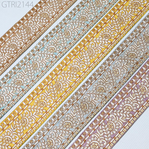 Indian Embroidered 6CM Trim by 9 yard Drapery Embellishments Hats Bag Saree Trim Decorative Ribbon Crafting Sewing Sari Borders Home Decor