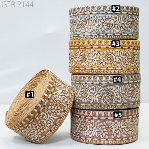 Indian Embroidered 6CM Trim by 9 yard Drapery Embellishments Hats Bag Saree Trim Decorative Ribbon Crafting Sewing Sari Borders Home Decor