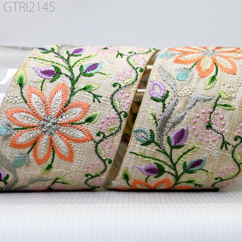 9 Yard Indian 7cm Embroidery Sari Trim Embroidered Wedding lehenga Border Saree Cushions Cover Sewing Crafting Curtains Headbands Ribbon