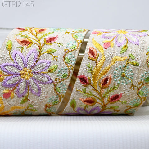 9 Yard Indian 7cm Embroidery Sari Trim Embroidered Wedding lehenga Border Saree Cushions Cover Sewing Crafting Curtains Headbands Ribbon