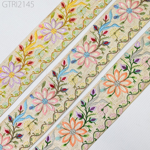 9 Yard Indian 7cm Embroidery Sari Trim Embroidered Wedding lehenga Border Saree Cushions Cover Sewing Crafting Curtains Headbands Ribbon