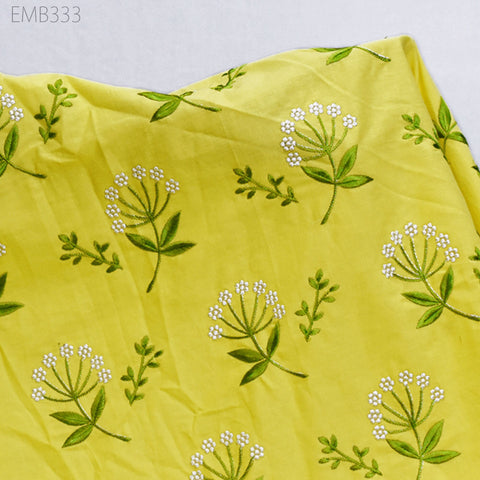 Embroidered Cotton Fabric by the Yard Indian Embroidery Sewing DIY Crafting Summer Women Kids Dresses Costumes Doll Bag Home Decor Curtain