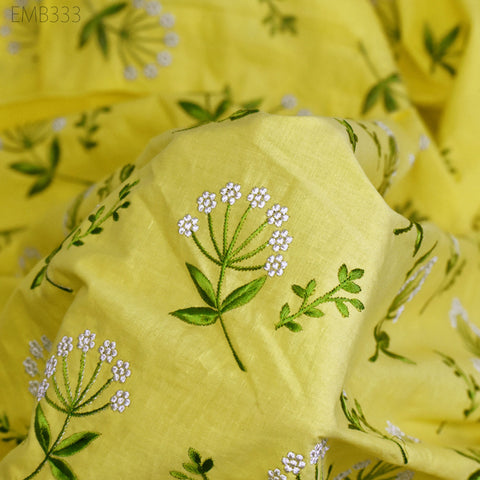 Embroidered Cotton Fabric by the Yard Indian Embroidery Sewing DIY Crafting Summer Women Kids Dresses Costumes Doll Bag Home Decor Curtain