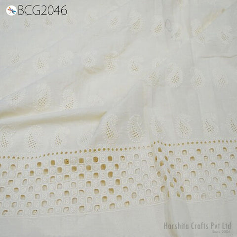 Embroidered unbleach Ivory Cotton Material Crafting Dyeable Eyelet Fabric by the Yard Sewing Accessories Eyelet Fabrics For Home decoration