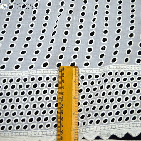 Dyeable Indian White Cotton Hakoba Fabrics Embroidered Eyelet Fabric by the Yard Schiffli Kids Women Summer Dresses Draperies Girls Apparel