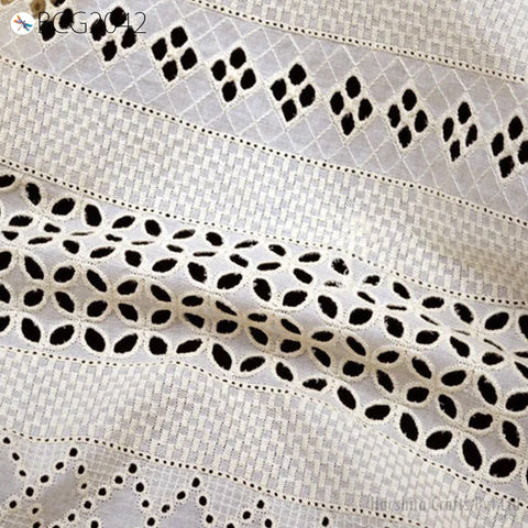 Unbleach Indian White Cotton Hakoba Fabrics Embroidered Eyelet Fabric by the Yard Schiffli Kids Women Summer Dresses Draperies Girls Apparel