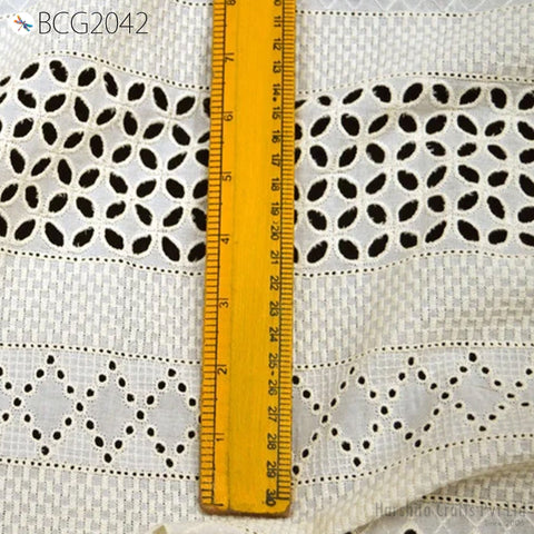 Unbleach Indian White Cotton Hakoba Fabrics Embroidered Eyelet Fabric by the Yard Schiffli Kids Women Summer Dresses Draperies Girls Apparel