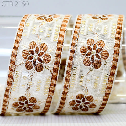9 Yard Indian Embroidered Fabric 4 Cm Trim Embellishment Saree Ribbons Tape Sewing Crafting Embroidery Border Wedding Dress Accessories